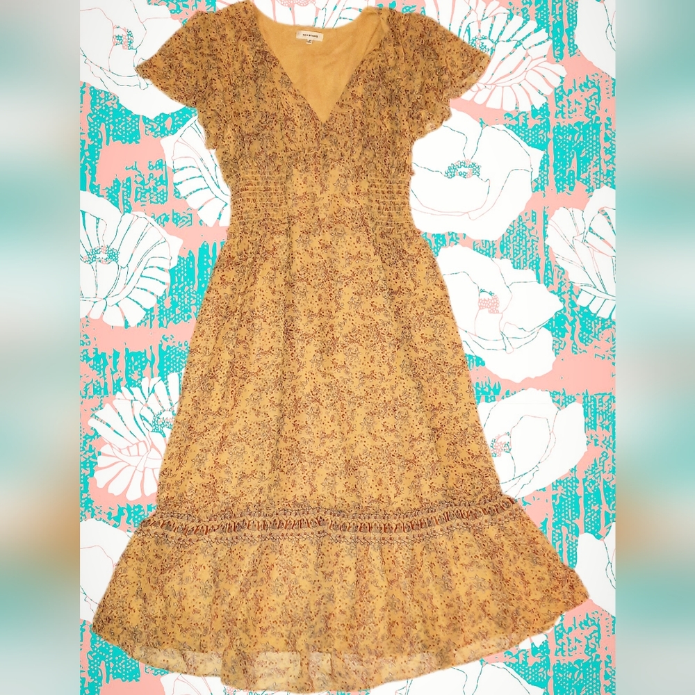 Max Studio Yellow Floral Sundress Small